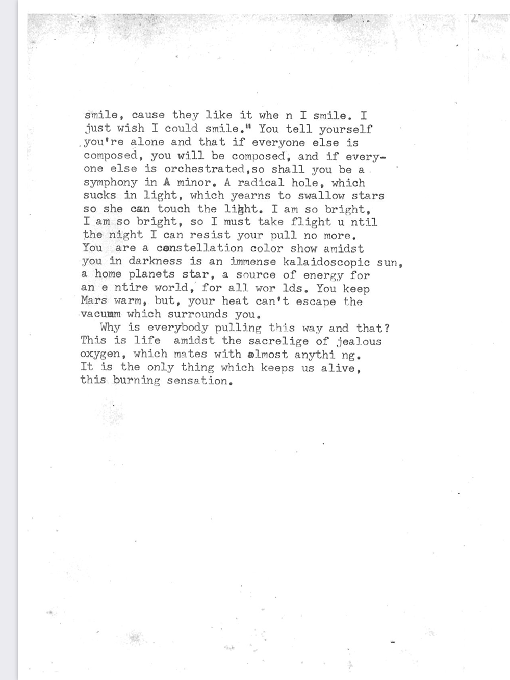 an image of typewritten text